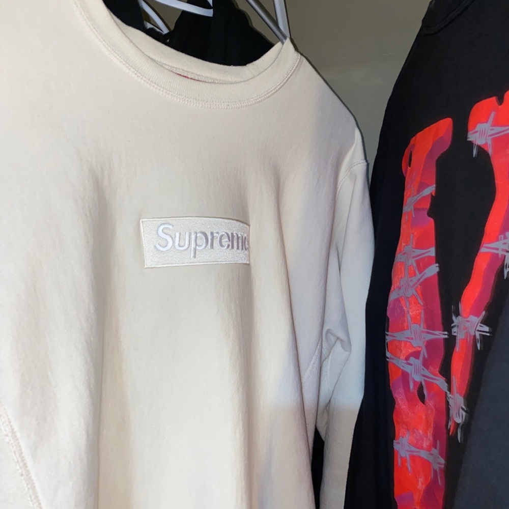 Supreme box logo natural crew neck